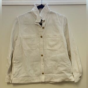 L.L. Bean Women’s White Boxy Corduroy Blazer Jacket Sz.M Minimalist Monochrome